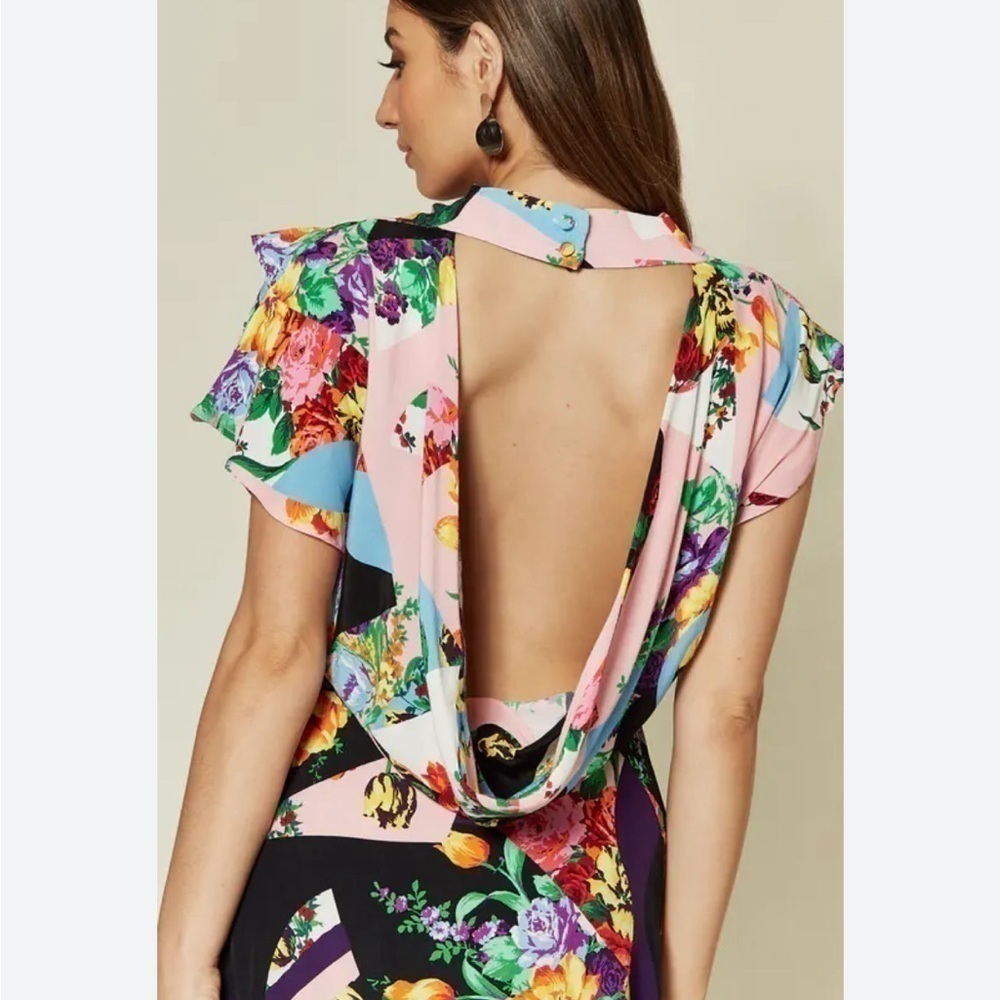 - Topshop Asymmetrical Dress With Cowl Back - Picture 2 of 6